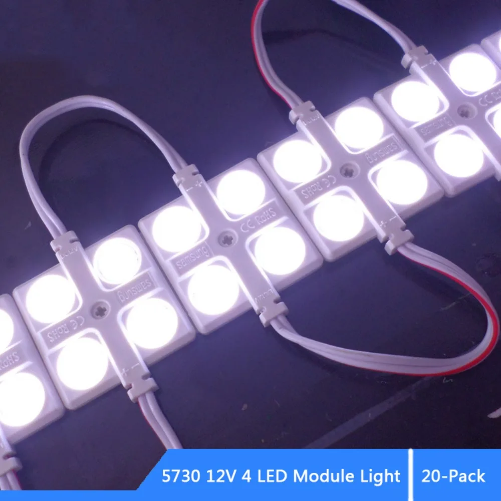 Módulo de luz de 20 piezas DC12V 5730 4 LED de inyección impermeable IP68 luz exterior para publicidad tienda letrero caja de luz decoración publicitaria