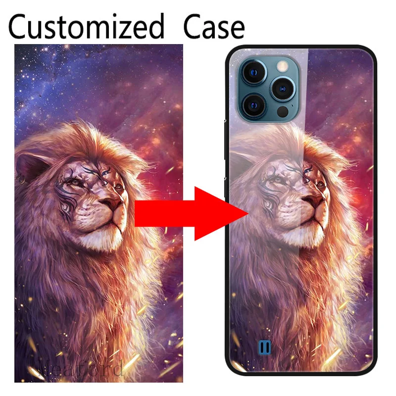 Funda de teléfono de cristal personalizada para iPhone 13 14 12 7 8 Plus X 11 Pro XS MAX XR 6 SE 6s cubierta DIY diseño personalizado imagen nombre foto