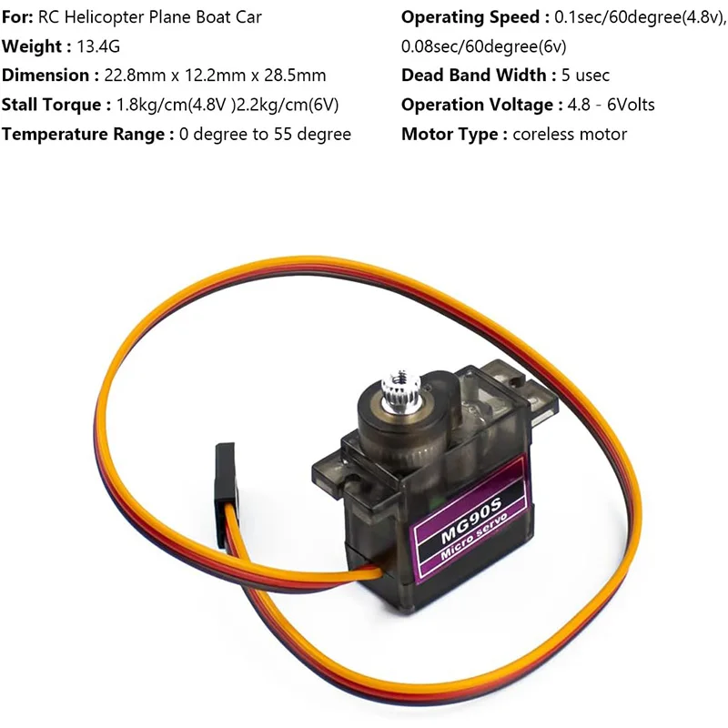 Servo MG90S 9g1/5/10/20/50 Uds. totalmente metálico 9g SG90 versión mejorada para helicóptero avión barco coche MG90 9G Trex 450 RC Robot - imagen 4