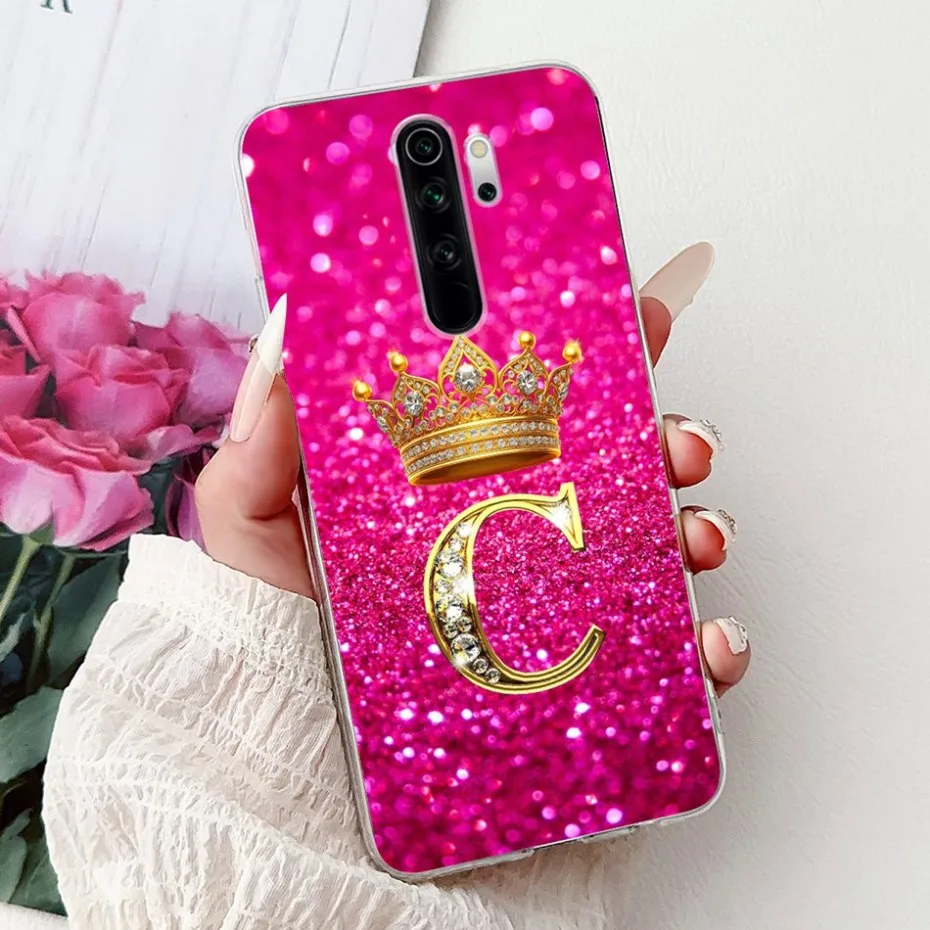 Funda con letra inicial de corona a la moda para Xiaomi Redmi Note 8 Pro Note8 8T, funda de silicona suave TPU para Redmi Note 8 8Pro - imagen 3
