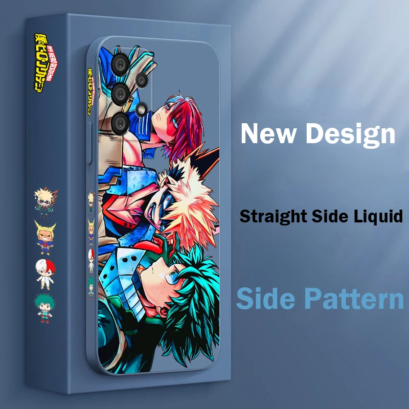 Funda de teléfono Anime My Hero Academia para Samsung A73 A53 A33 A52 A32 A71 A51 A21S A50 A30 5G Funda de cuerda izquierda líquida - imagen 5