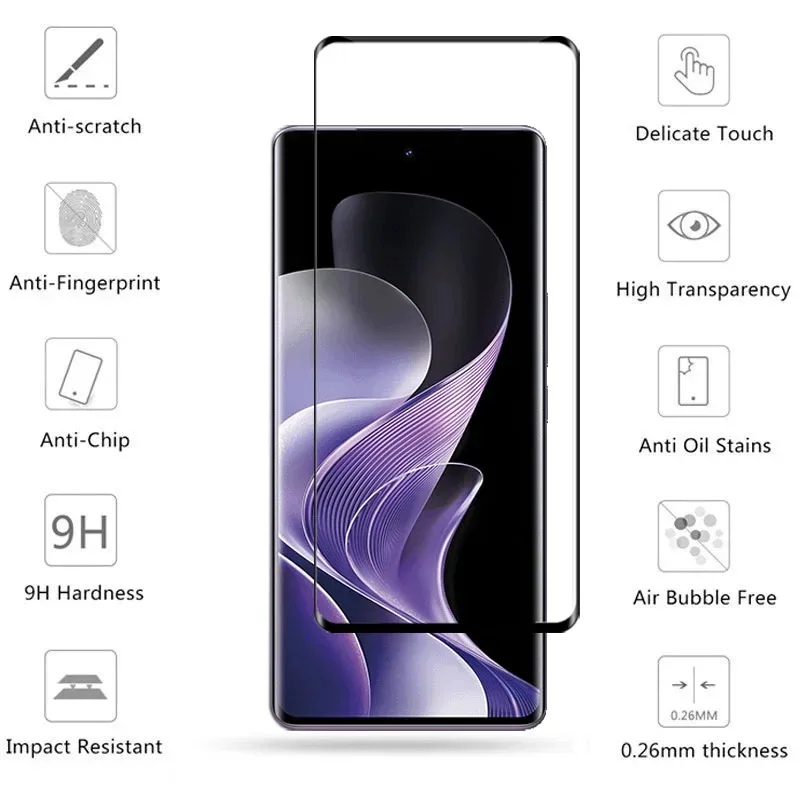 Protector de pantalla de vidrio templado para Vivo V40, 2 piezas, película protectora de lente, 3D - imagen 3