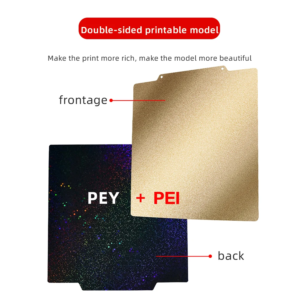 XCR3D-hoja de acero de resorte PEY + PEI de doble cara, placa de construcción magnética suave, cama caliente, piezas de impresora 3D, 180, 220, 235, 257, 310mm - imagen 5