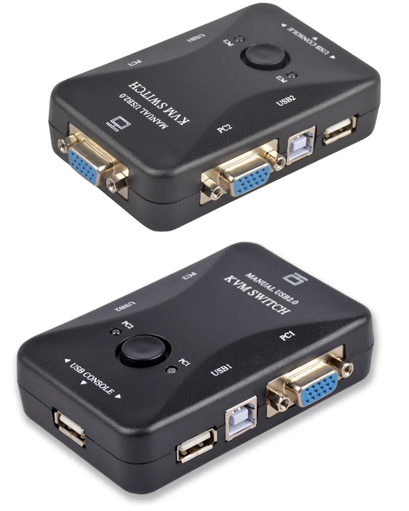 Adaptador de conmutador USB 2,0 VGA SVGA KVM, 2 en 1, caja divisora de salida, 2 piezas, 1M, Cable KVM para compartir teclado de ordenador y ratón - imagen 2