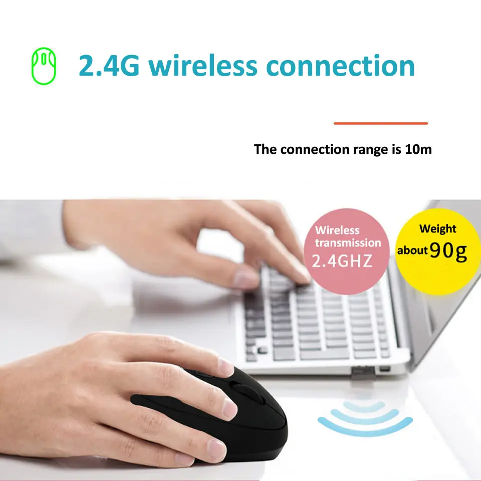 HKXA-ratón Vertical ergonómico 2,4G, inalámbrico, recargable por USB, 1600 DPI, Mini ratón de juego 6D para ordenador, portátil y PC - imagen 3