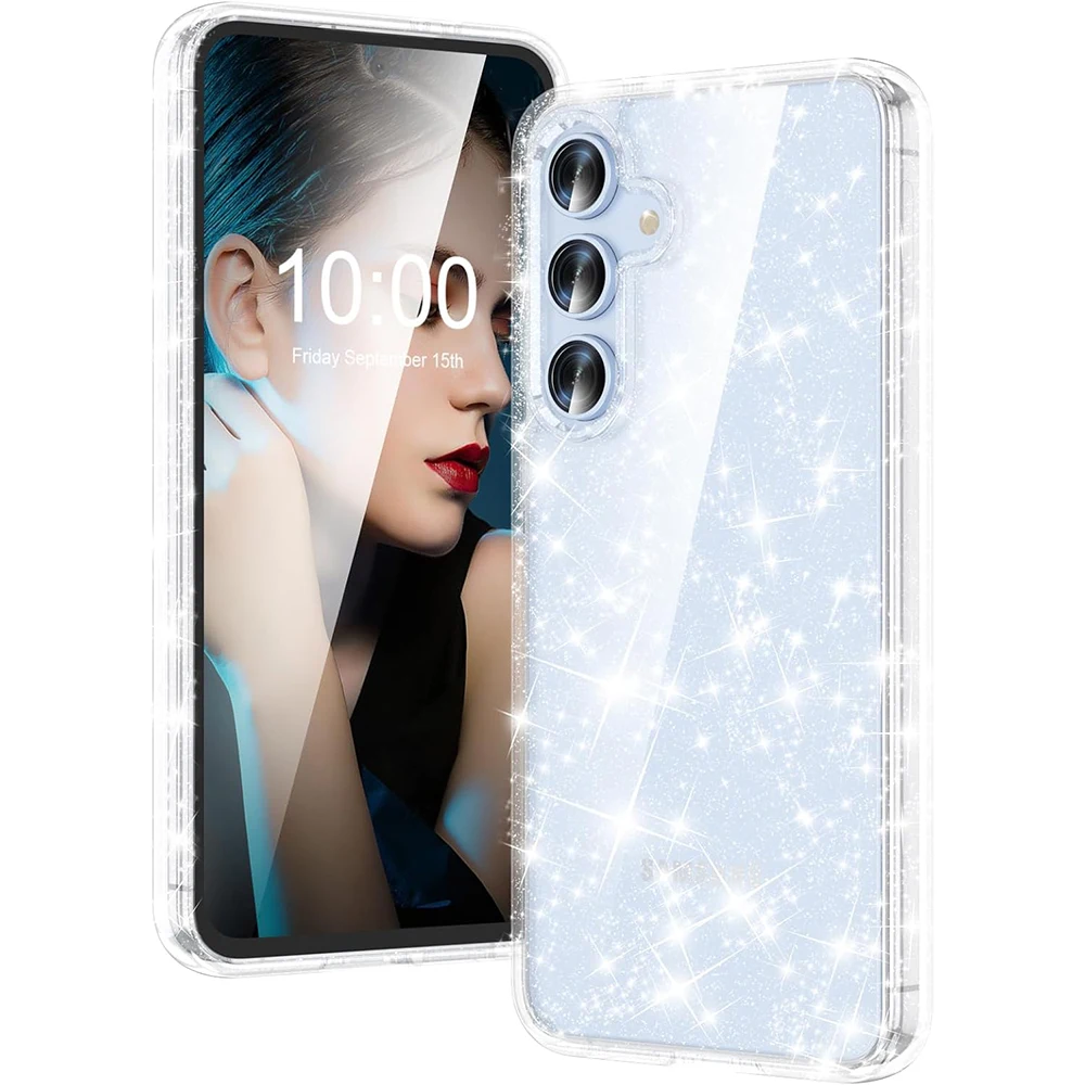 Funda con purpurina para Samsung Galaxy S24 FE S23 Ultra S22 Plus S21 A16 A06 5G A55 A35 A25 A15 A54, accesorios transparentes para teléfono - imagen 2