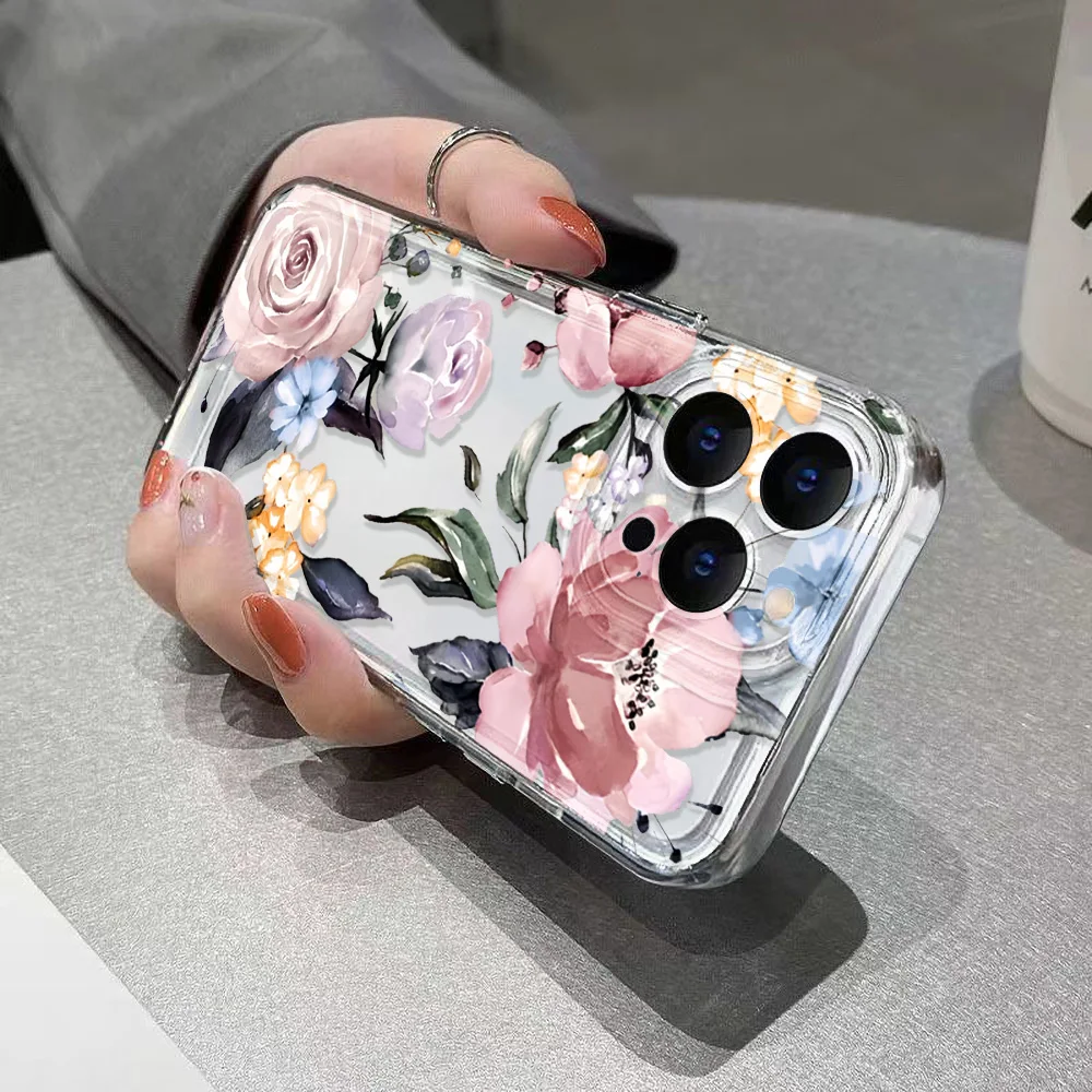 Funda de teléfono transparente para iPhone 17 Pro Max 16 13 11 15 14 Plus 12 17 Air 16E 17Promax Funda de silicona a prueba de golpes con flores - imagen 4