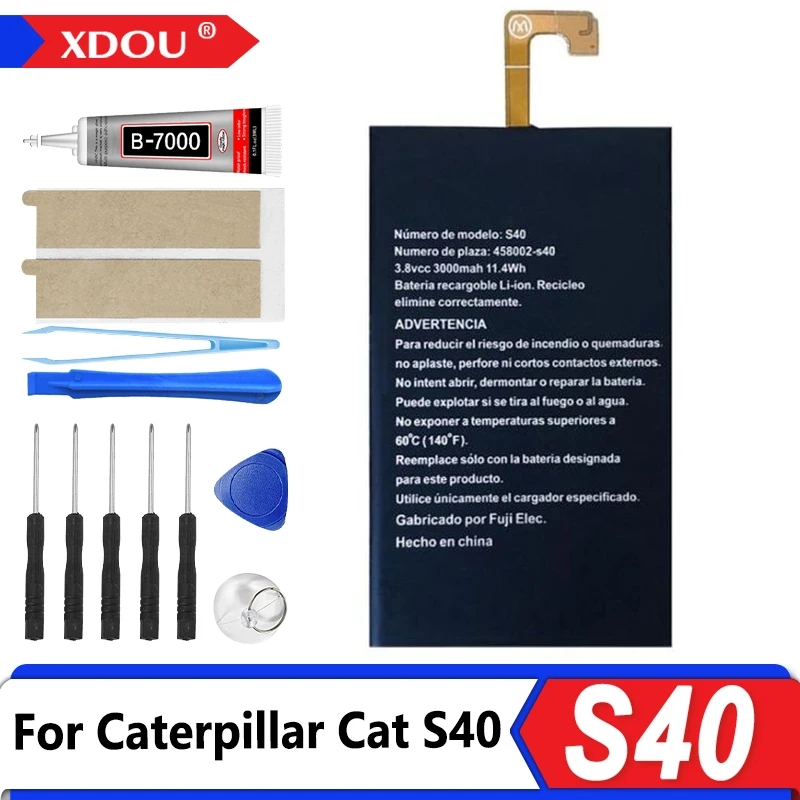 3000mah para batería Cat S40 458002-s40 con herramienta de reparación pegatina de destornillador
