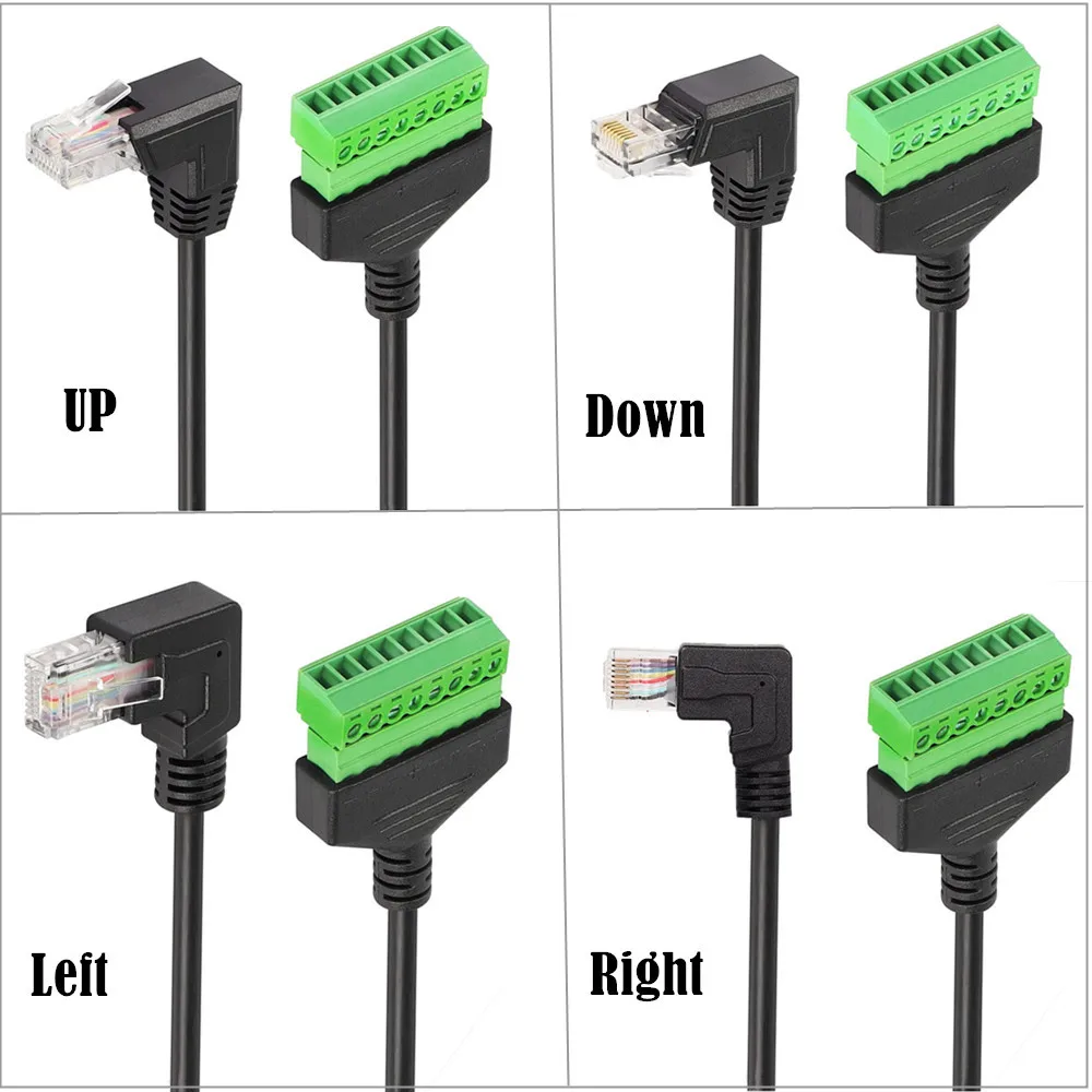 Adaptador de bloque de terminales de tornillo Rj45 macho a 8 pines de 90 ángulos para Cat7, Cat6, Cat5, extensor de Ethernet, Cctv, Internet Digital Rj45 macho - imagen 2