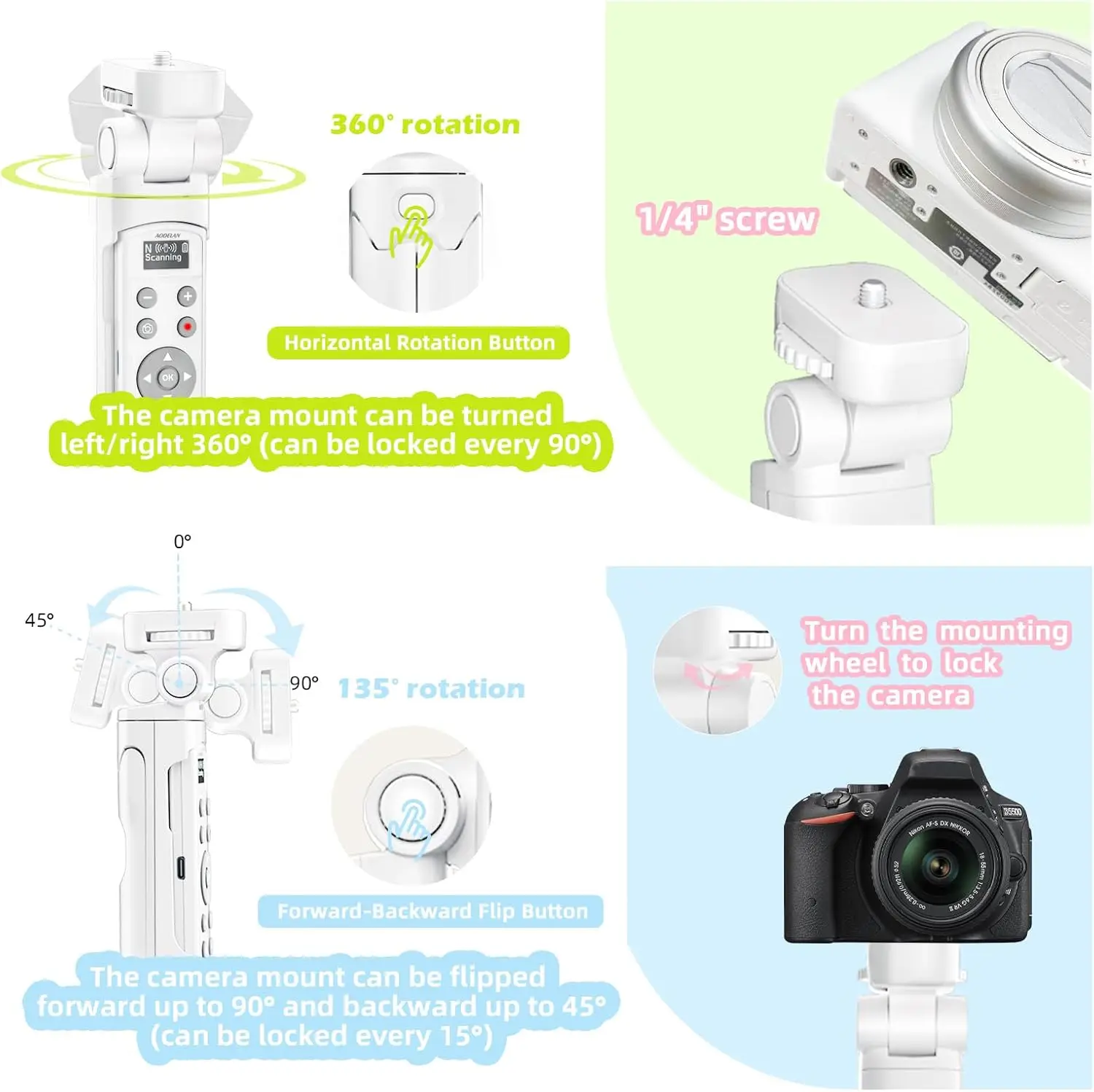 Blanco para Nikon inalámbrico recargable tiro agarre trípode obturador liberación Zoom y Control de enfoque para Z5II Z6III Z30 Z50 Z50II Zf - imagen 5