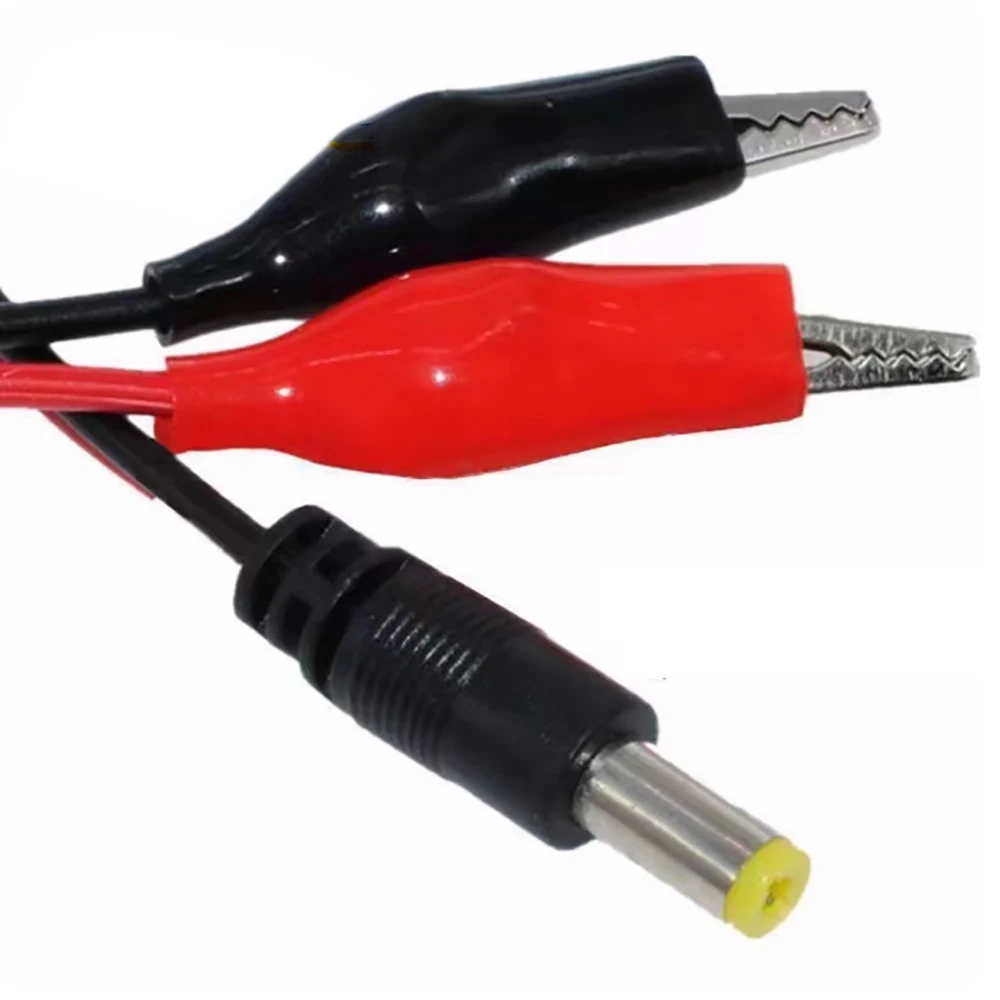 2 pinzas de cocodrilo a 1 adaptador de conector de clavija de alimentación CC macho o hembra cable de 25CM Clips de 5,5*2,1mm cables de prueba de cocodrilo - imagen 2