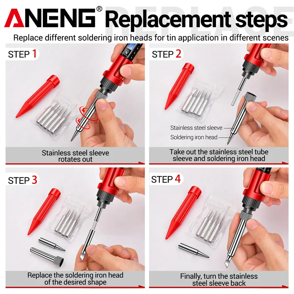 Soldador eléctrico Digital ANENG SL106 110V/220V temperatura ajustable reparación de soldadura enchufe de EE. UU./UE kit de soldadura herramienta - imagen 3