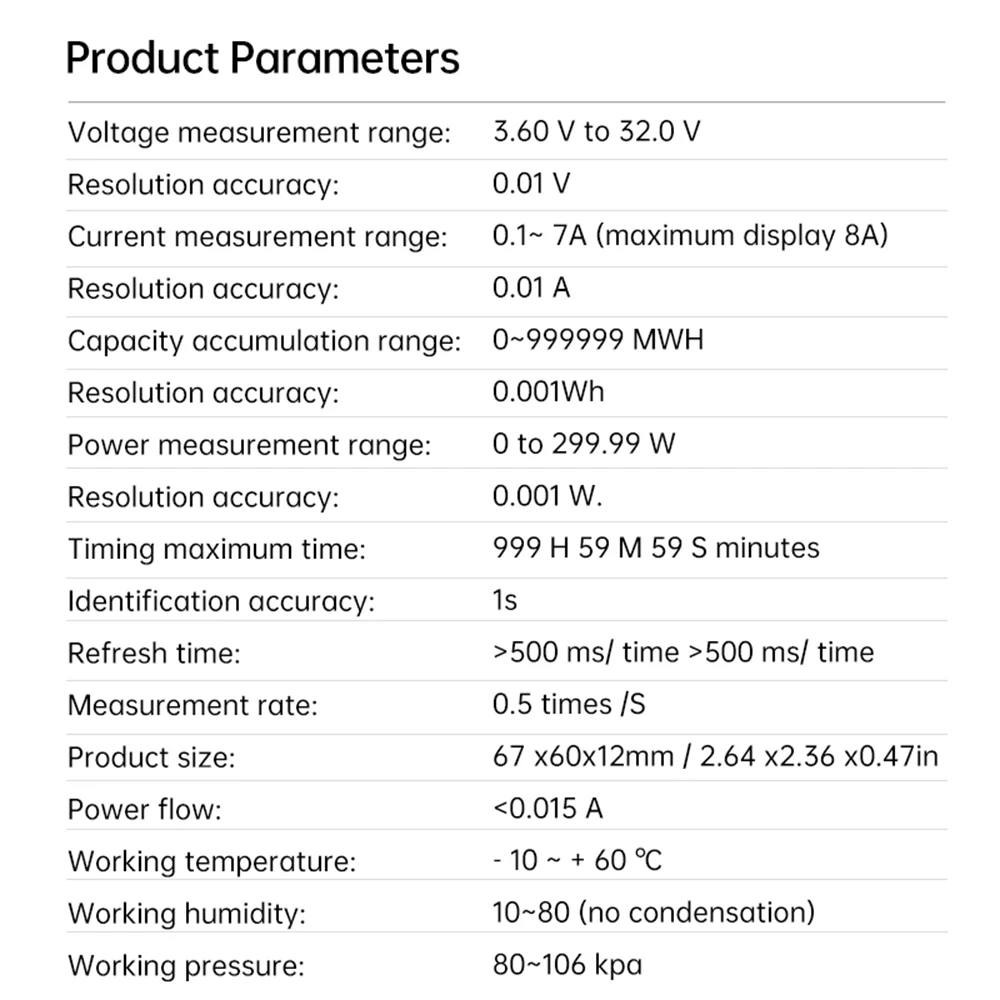 Probador USB multifunción, detección de carga rápida, medidor de potencia, voltaje de corriente, capacidad de potencia, resistencia, monitoreo en tiempo Real - imagen 5