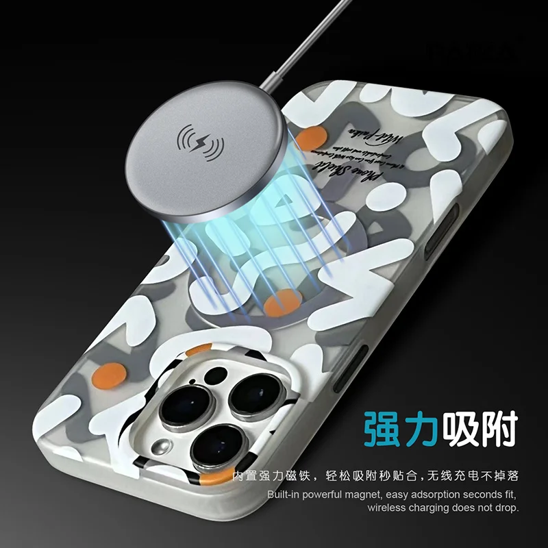 Funda MagSafe fuerte con grafiti a la moda para iPhone 12, 13, 14, 15, 16, 17 Pro Max Plus, cubierta transparente a prueba de golpes con carga inalámbrica magnética - imagen 2