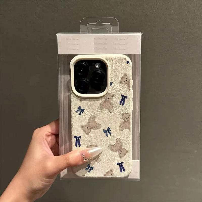 Funda de teléfono con diseño de lazo de oso para iPhone 17 11 12 13 14 15 16 Pro Max Plus 17 Air X XS Max XR, funda trasera de silicona suave - imagen 5