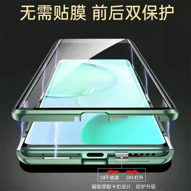 Para Oneplus 13 5G funda de adsorción magnética para One Plus 13 1 + 13 Oneplus13 R parachoques de Metal cubierta dura de vidrio templado de doble cara - imagen 4