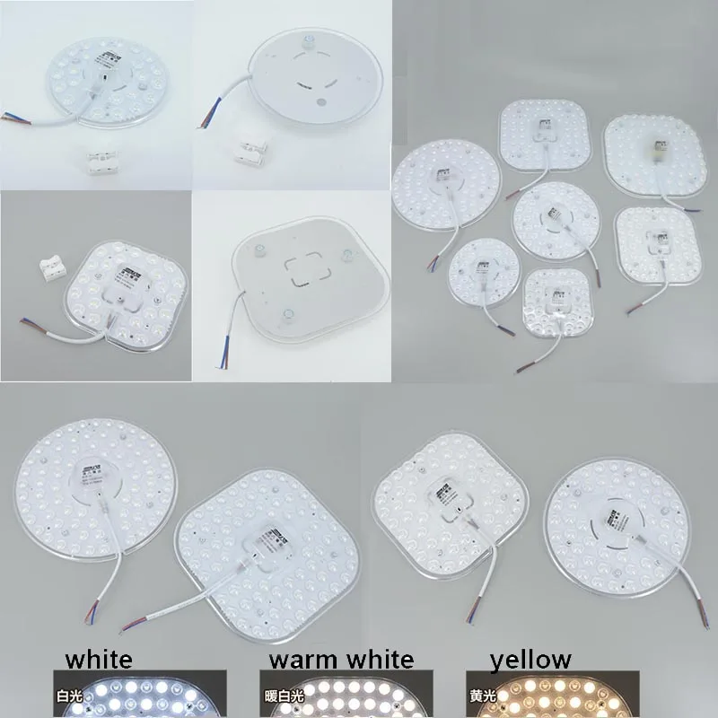 Panel de anillo LED de 12W/24W/36W, luz circular AC220V, tablero de techo LED, tablero de lámpara circular, chip de repuesto de lámpara de techo LED