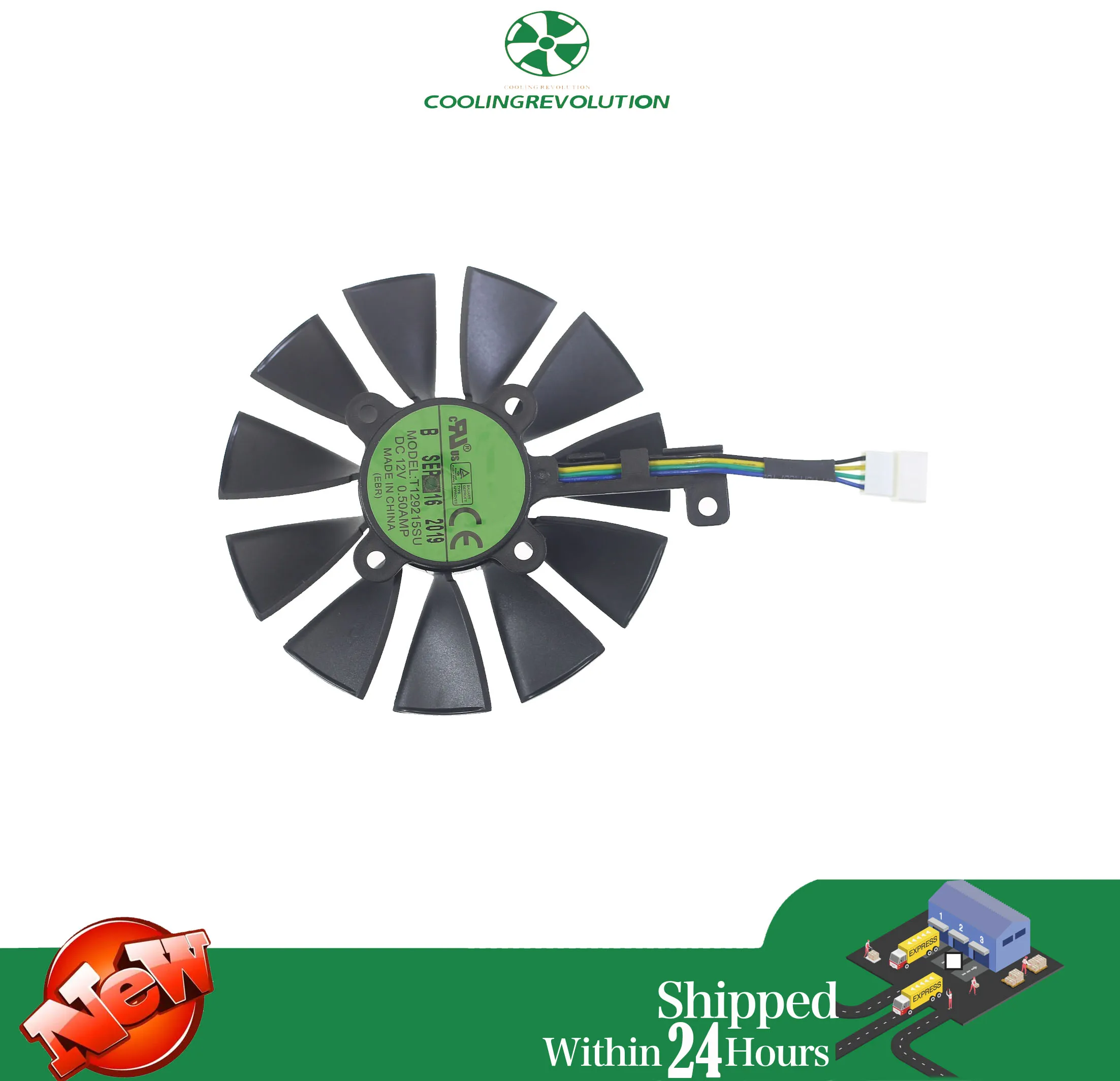 Everflow-ventilador de refrigeración T129215SU de 87MM, 12V CC, 0.50AMP, 4 cables, para ASUS GTX980Ti R9 390X 390 GTX1070, ventiladores para tarjetas gráficas - imagen 3