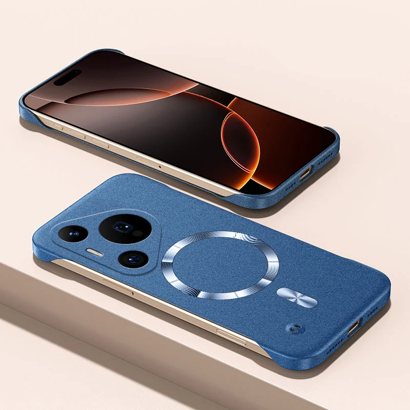 Para Magsafe funda delgada de piedra arenisca sin marco para Huawei P30 P40 P50 P60 Pura 70 80 Pro cubierta dura magnética de carga Ultra inalámbrica - imagen 3