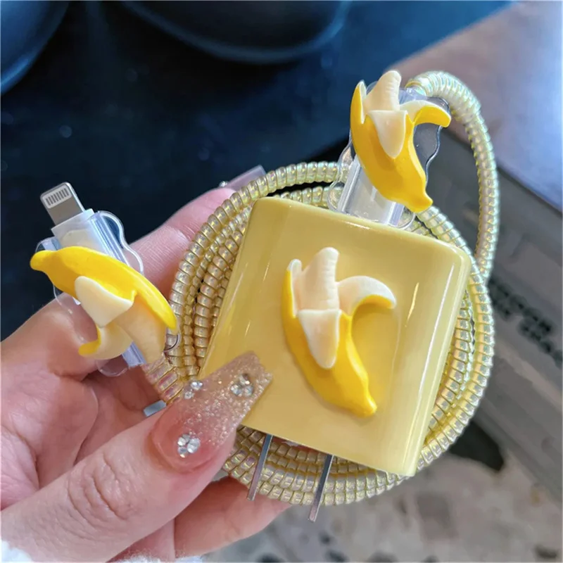 Funda de cargador de plátano con dibujos animados para IPhone, cubierta de protección de Correa de carga de 18W-20W para IPhone 11, 12, 13, 14, 15, 16 - imagen 2