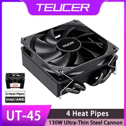 Disipador CPU TEUCER UT-45 perfil bajo con 4 tubos y ventilador 4 pines