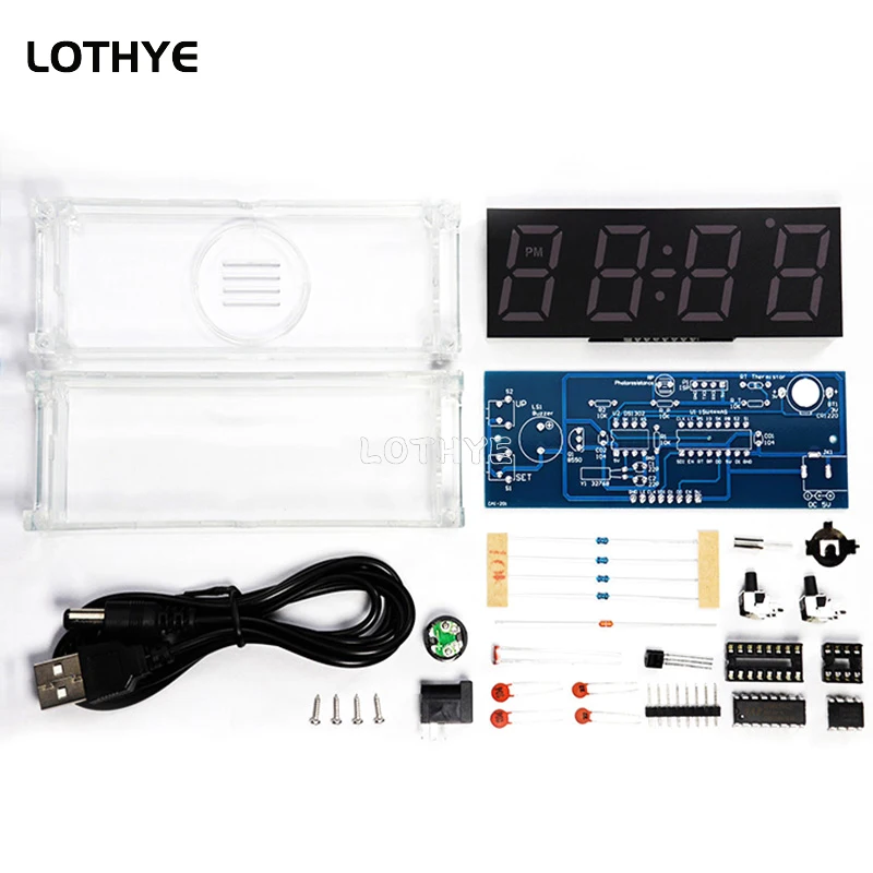 Reloj de tubo Digital Led multifunción, Kit electrónico de bricolaje, 51 microcontroladores, alarma Multicolor, pantalla de semana, Kit de soldadura divertido - imagen 4