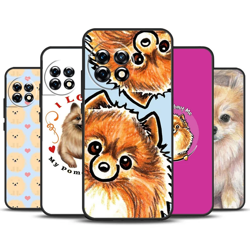 Funda de perro de acuarela Pomerania para OnePlus 12R 10T 10R 9RT 9 10 Pro OnePlus 12 11 Nord 3 2T CE 2 Lite N20 N10