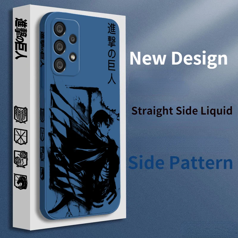Funda de teléfono Attack On Titan Levi Ackerman para Samsung A55 A53 A33 A52 A32 A71 A51 A21S A35 A25 5G Funda de cuerda izquierda líquida - imagen 4
