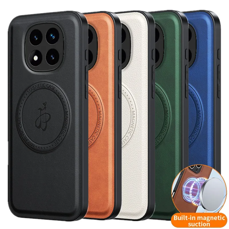 Funda magnética de carga inalámbrica de cuero PU para Xiaomi Redmi Note 14 Pro 5G 14 Pro + Plus, funda protectora trasera dura