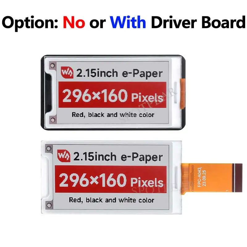 Opción: No o con placa de sombrero de tinta de papel electrónico de 2,15 pulgadas + B pantalla roja/negra/blanca para Arduino/Raspberry Pi /Jetson /STM32 - imagen 5