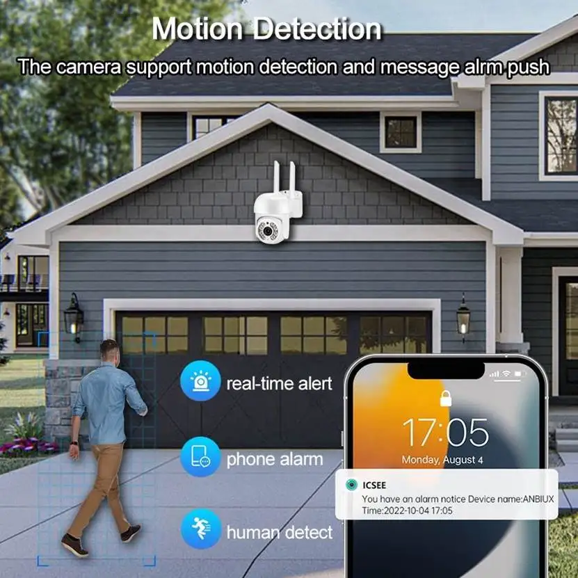 ICSEE App 4MP HD cámara Wifi para exteriores cámara IP PTZ 5X Zoom Digital 1080P WIFI cámara de vigilancia CCTV Ai seguimiento automático - imagen 3