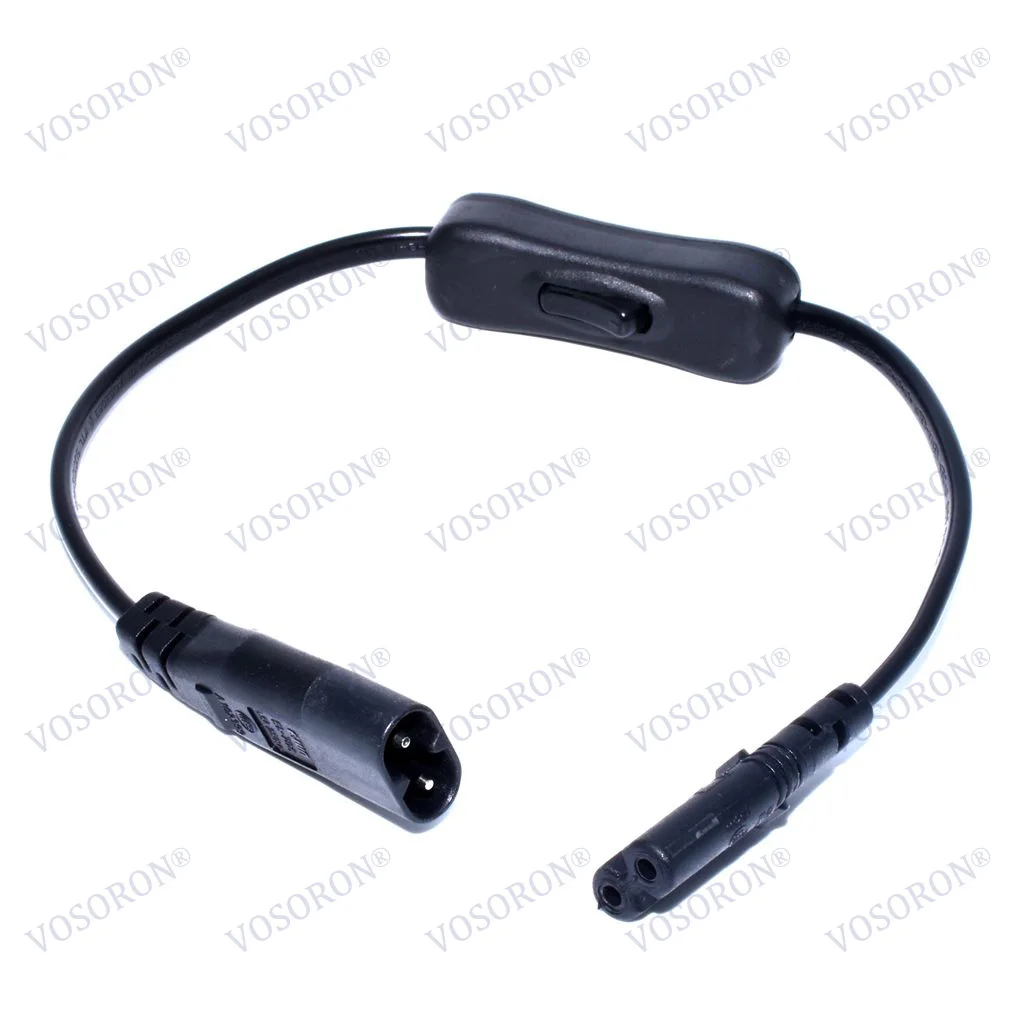 Enchufe macho IEC 320 C8 a conector hembra C7, Cable de alimentación de CA con interruptor, tipo figura 8, Cable de extensión de alimentación de 30cm, interruptor *