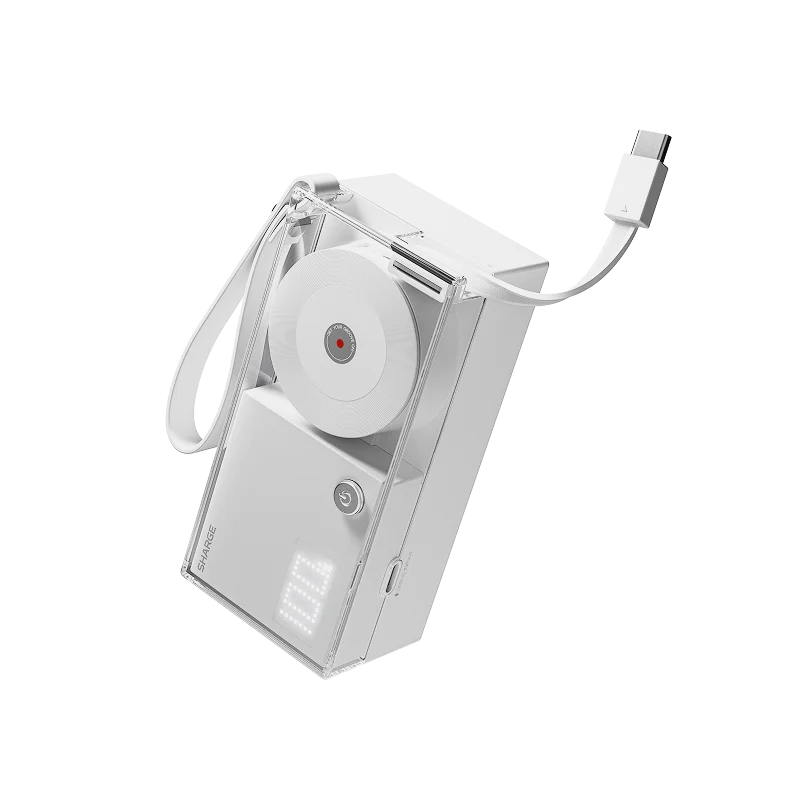 SHARGE 3-in-1 Portable Power Bank 30W USB-C Charger with USB-C Cable 10,000mAh AC Plug Max Battery Pack for iPhone 16/15 Galaxy