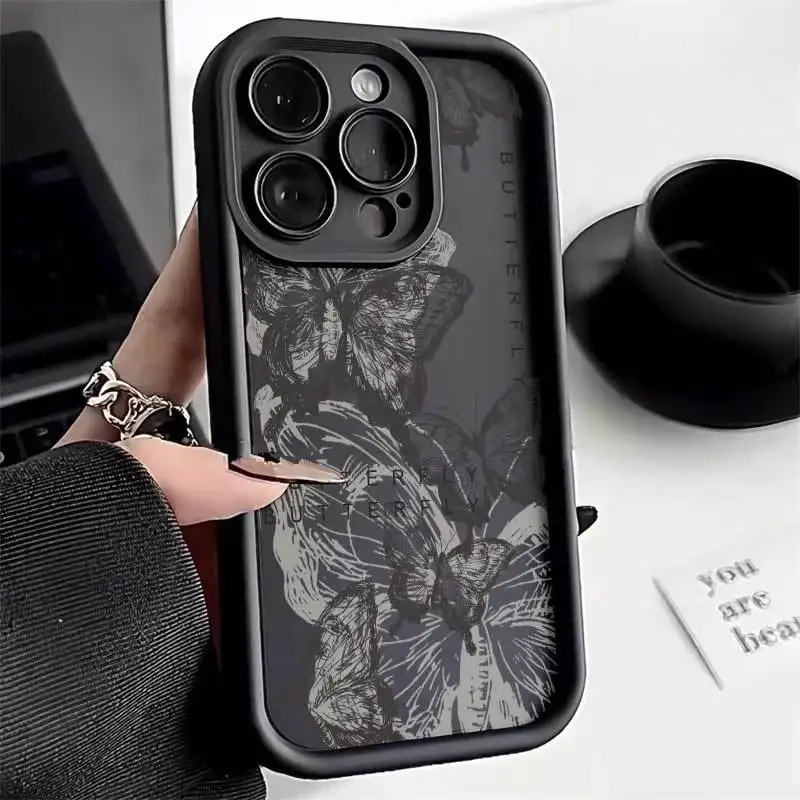 Funda de silicona para teléfono móvil Samsung, carcasa con diseño de mariposa Retro para Samsung S24 Ultra, Galaxy S23, S22 Plus, S21 FE, A34, A54, A33, A53, A15, A35, A55