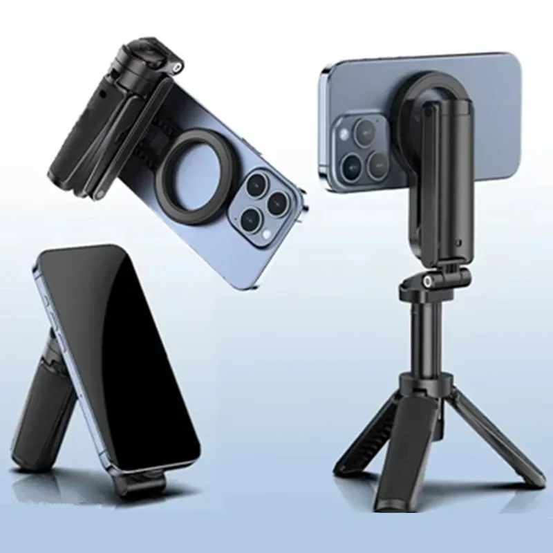 Trípode magnético para teléfono inalámbrico, palo de Selfie, trípode de escritorio para Magsafe IPhone 16 Pro Max, soporte para teléfono Samsung