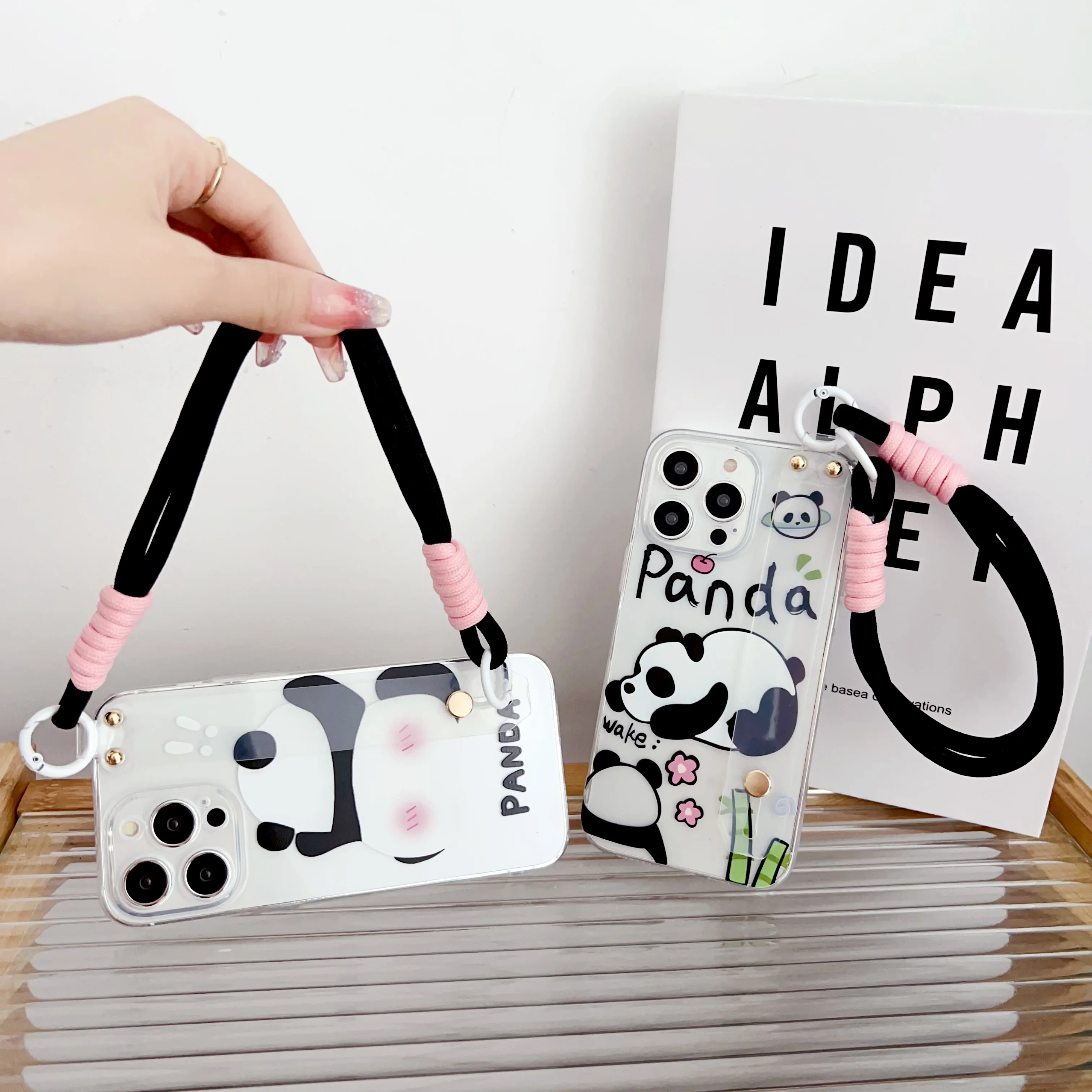 Para Xiaomi 10 11 12 13 Pro T lite Ultra Poco F3 F4 X3 M3 X4 X5 M4 C40 C50 M5 funda de Panda tumbada correa de muñeca - imagen 4