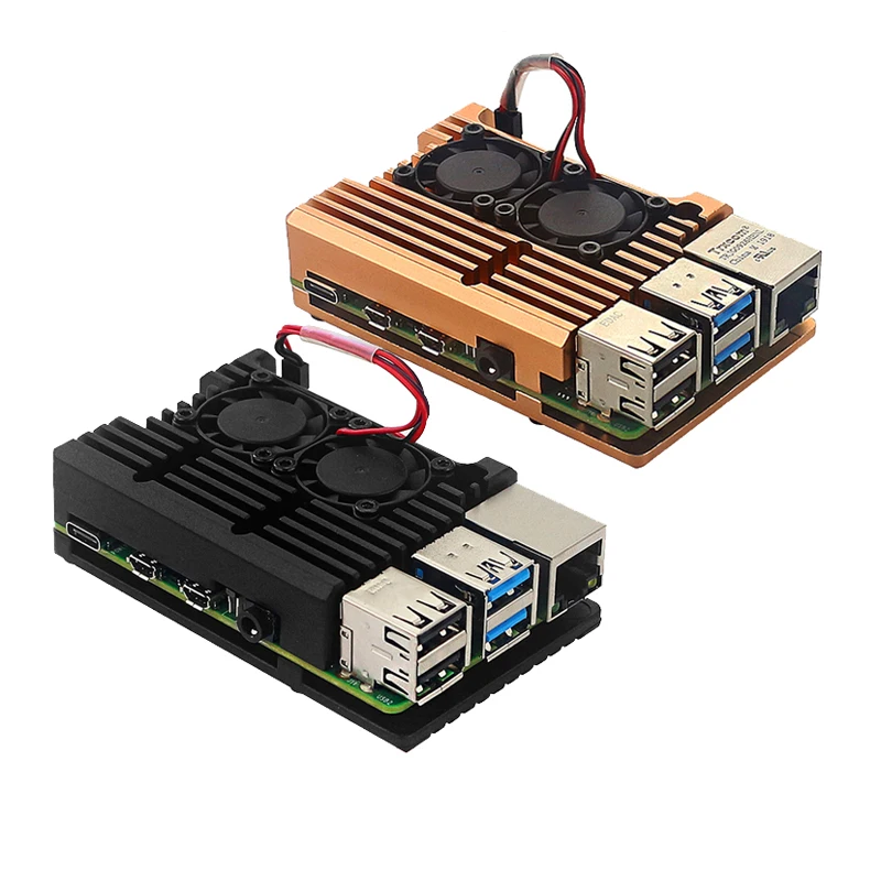 Caja de carcasa de Metal con disipador de calor de doble ventilador para Raspberry Pi 4 Modelo B 4B, aleación de aluminio de alta calidad - imagen 5