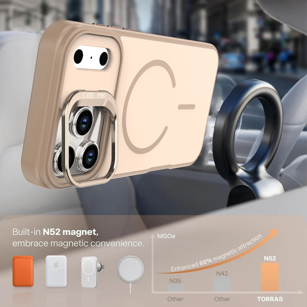 Funda magnética para teléfono con soporte de lente plegable Magsafe para iPhone 17 16 15 14 13 12 Pro Max Air Plus 11, funda protectora esmerilada mate - imagen 2