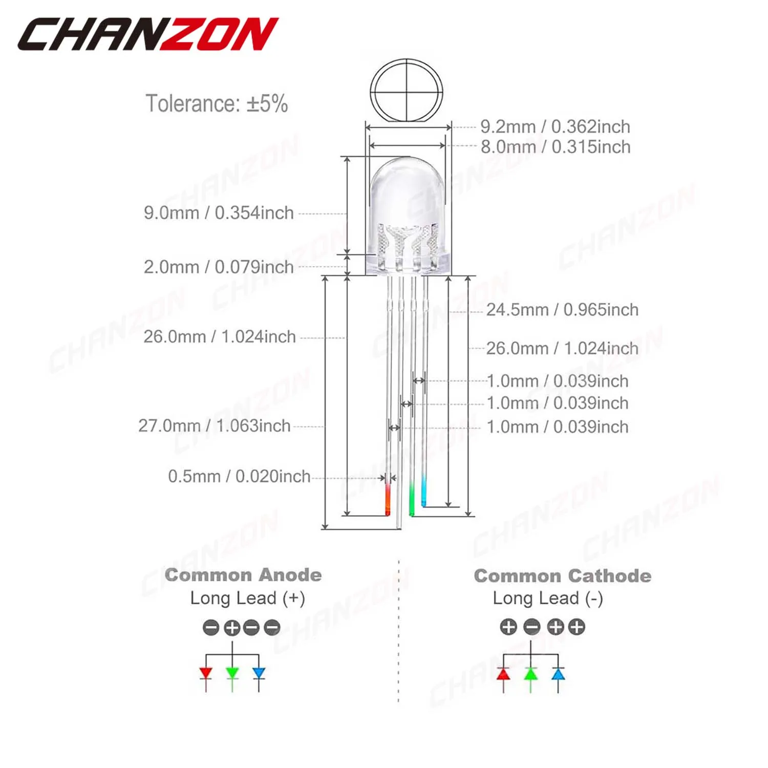50 Uds. Diodo LED de 8mm blanco rojo verde azul amarillo RGB tricolore ánodo común cátodo 2V 3V 20mA DIP F8 bombilla de lámpara de luz emisora DIY - imagen 3