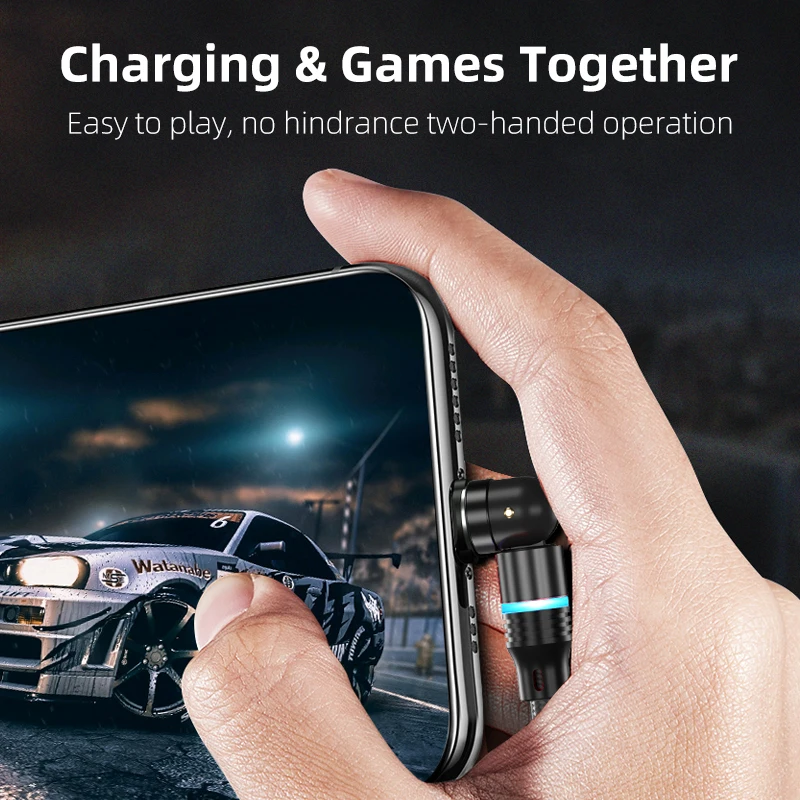 CQXSMAX-Cable magnético giratorio de 540 grados, Cable Micro USB tipo C para iPhone 13, 12 Pro, Xiaomi - imagen 5