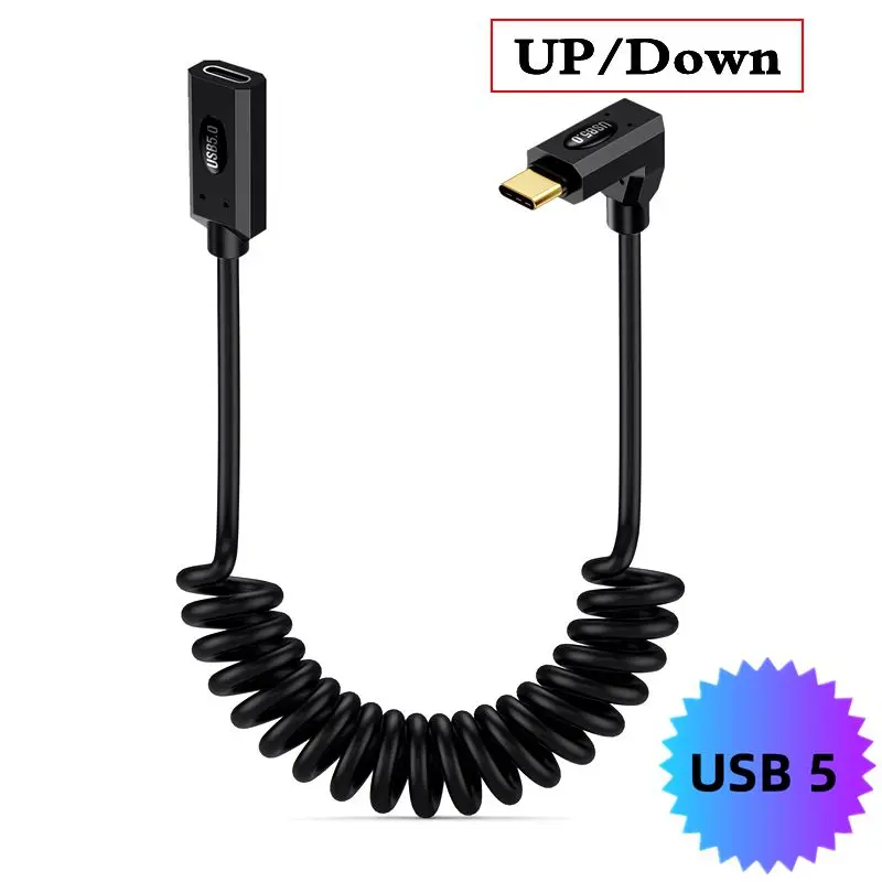 1m 80Gbps resorte telescópico USB 5,0 tipo C línea de extensión macho y hembra 16K 60HZ relámpago multifuncional 240W 5A 40V