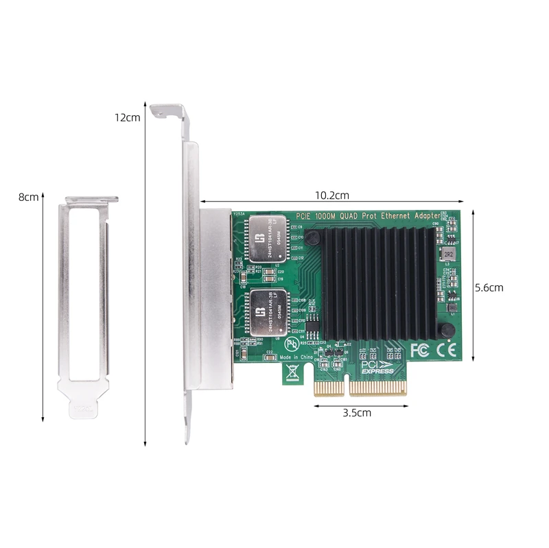 PCI Express X4 a Quad RJ45 NIC 10/100/1000Mb Gigabit Ethernet tarjeta Lan tarjeta de red de 4 puertos para PC de escritorio I350-T4V2 I350AM4 Chip - imagen 3