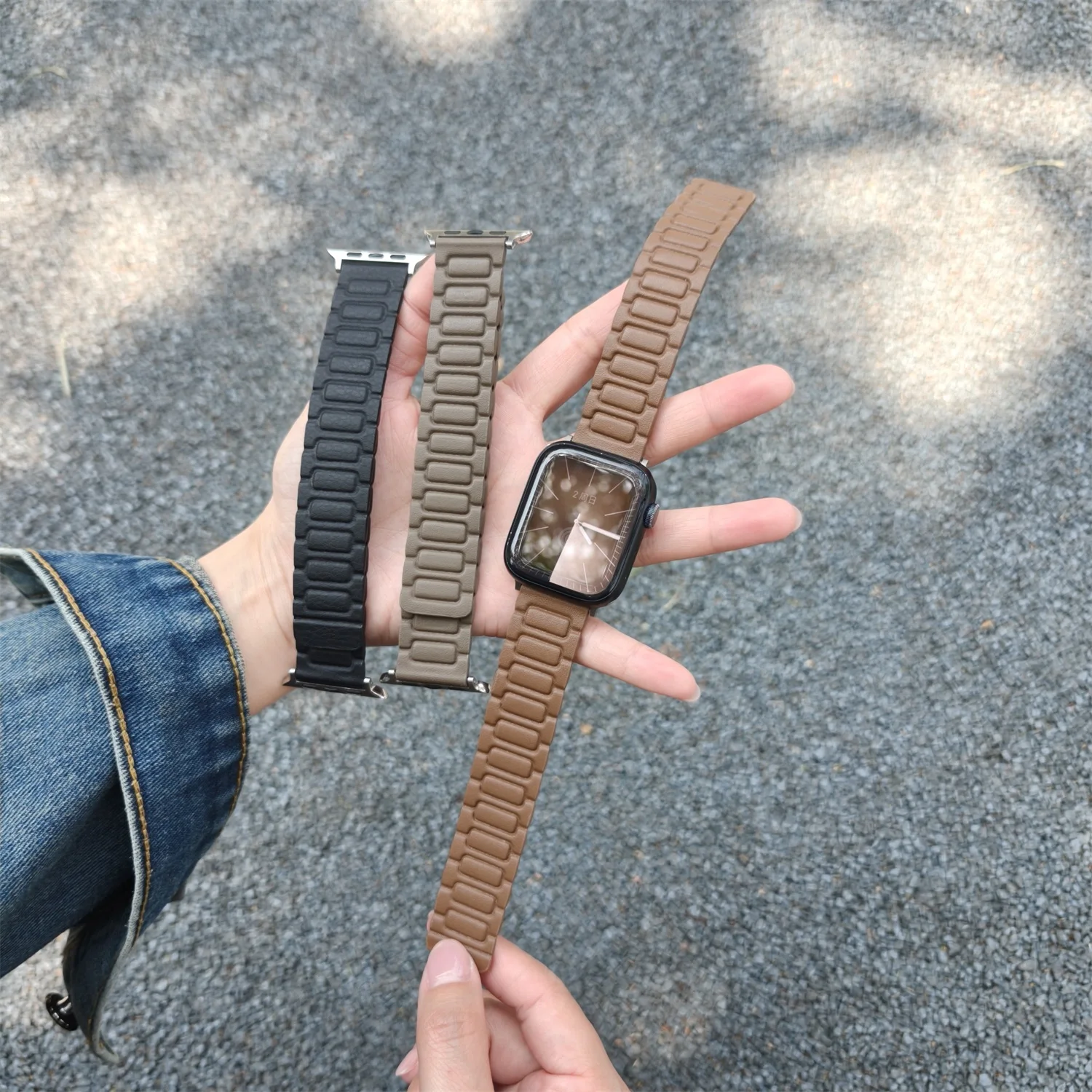 Correa de cuero para Apple Watch Band 46mm 42mm 45mm 44mm 41mm pulsera magnética Correa iWatch Series 10 9 8 SE 5 6 7 Ultra 2 49mm - imagen 3