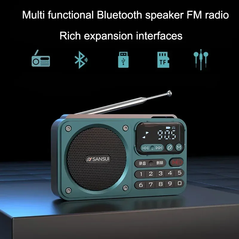 SanSui F22 Radio Multimedia altavoz inalámbrico Bluetooth altavoz portátil con tarjeta HiFi altavoz de música Digital para acampar al aire libre - imagen 5