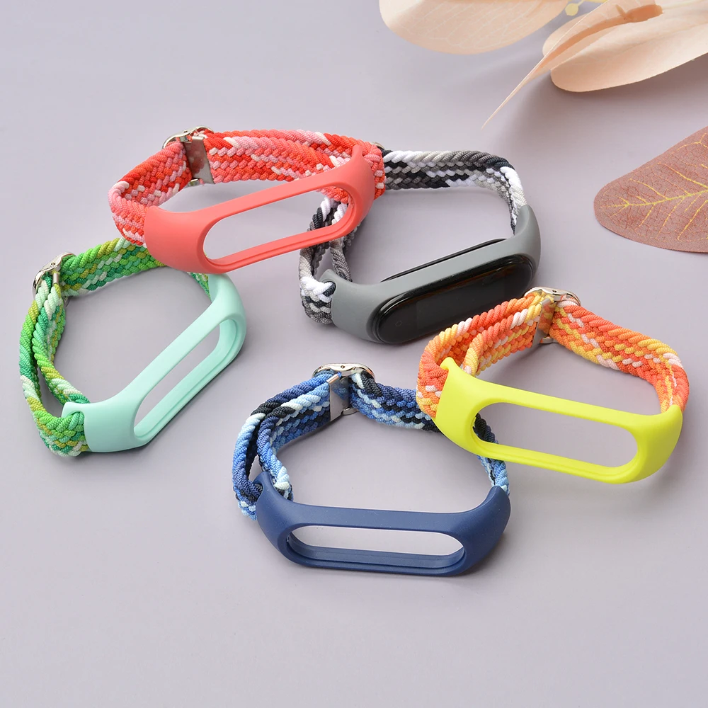 Correa de muñeca de nailon trenzado elástico para Xiaomi Mi Band 7 6 5 pulsera inteligente - imagen 4