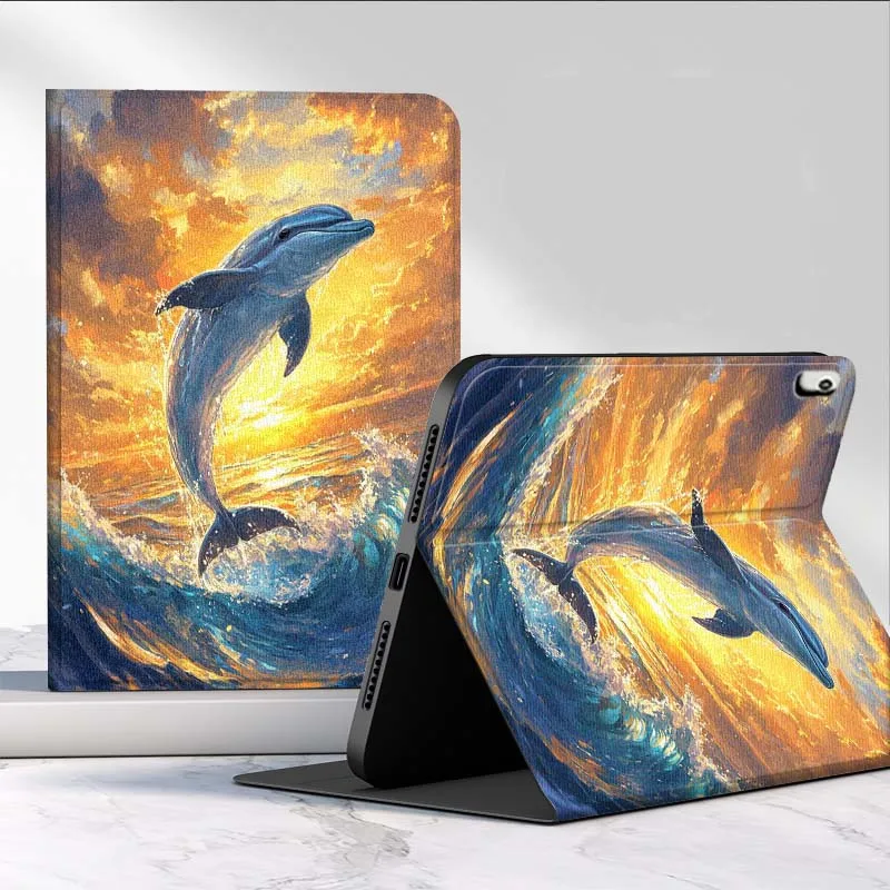 Color tiburón tortuga marina arte para iPad Pro Air Mini 2 3 4 5 6 7 7th 8th 9th 10th 11th 10,2 9,7 10,5 10,9 11 12,9 13 funda para tableta - imagen 5