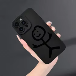 Funda de teléfono pintada Stickman negra para Samsung Galaxy A56 A55 A54 A53 A36 A35 A34 A33 A26 S25 Ultra S24 FE S23 Plus S22 S21