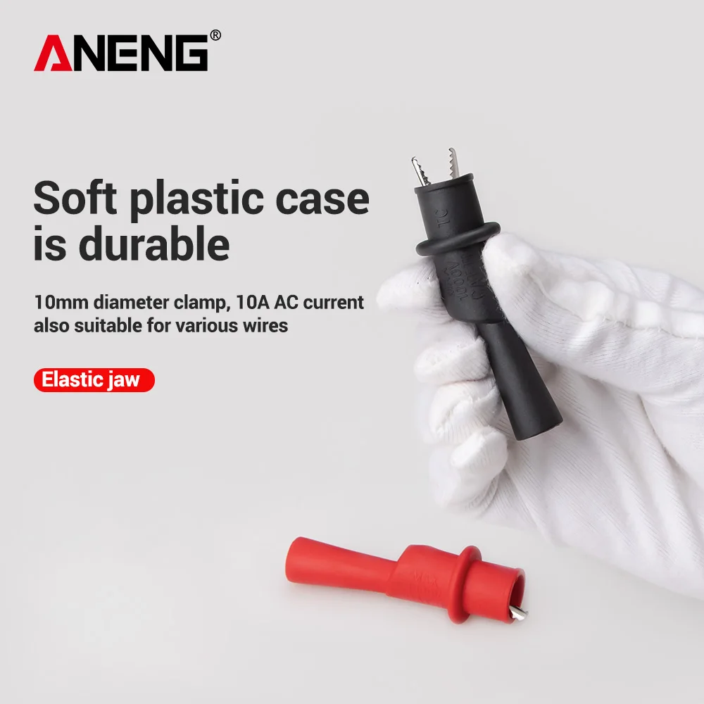 ANENG 1 par de abrazaderas de Clip de prueba de cocodrilo para multímetro, sonda de prueba, abrazadera eléctrica de cocodrilo para medidor de sonda de prueba - imagen 4