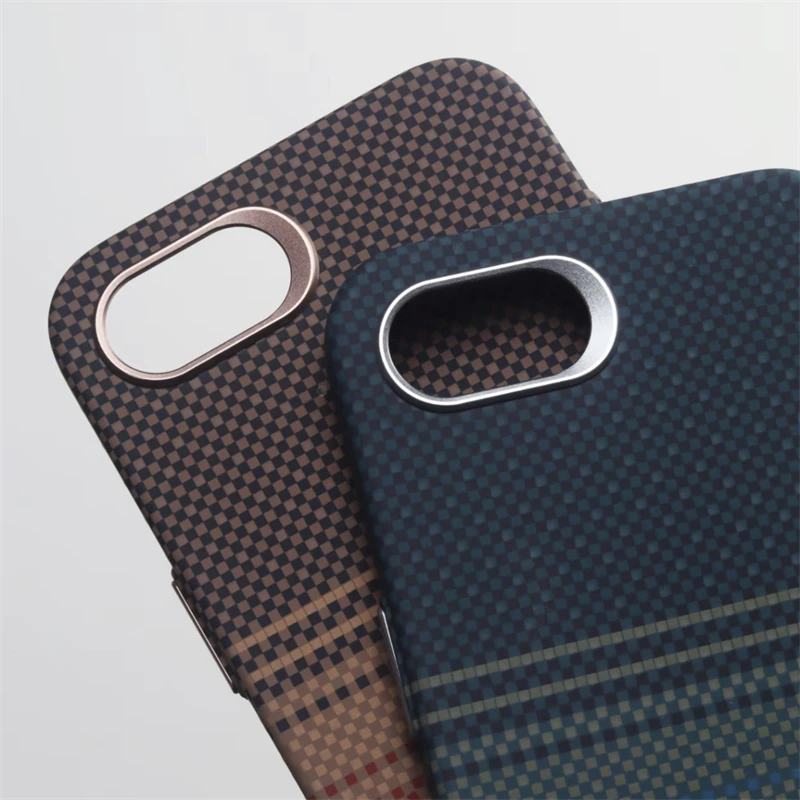 Funda de teléfono MagSafe con textura de fibra de carbono para iPhone 16E 17 Air 16 Pro Max Plus, lente de aleación de carga inalámbrica, cubierta dura a prueba de golpes - imagen 4