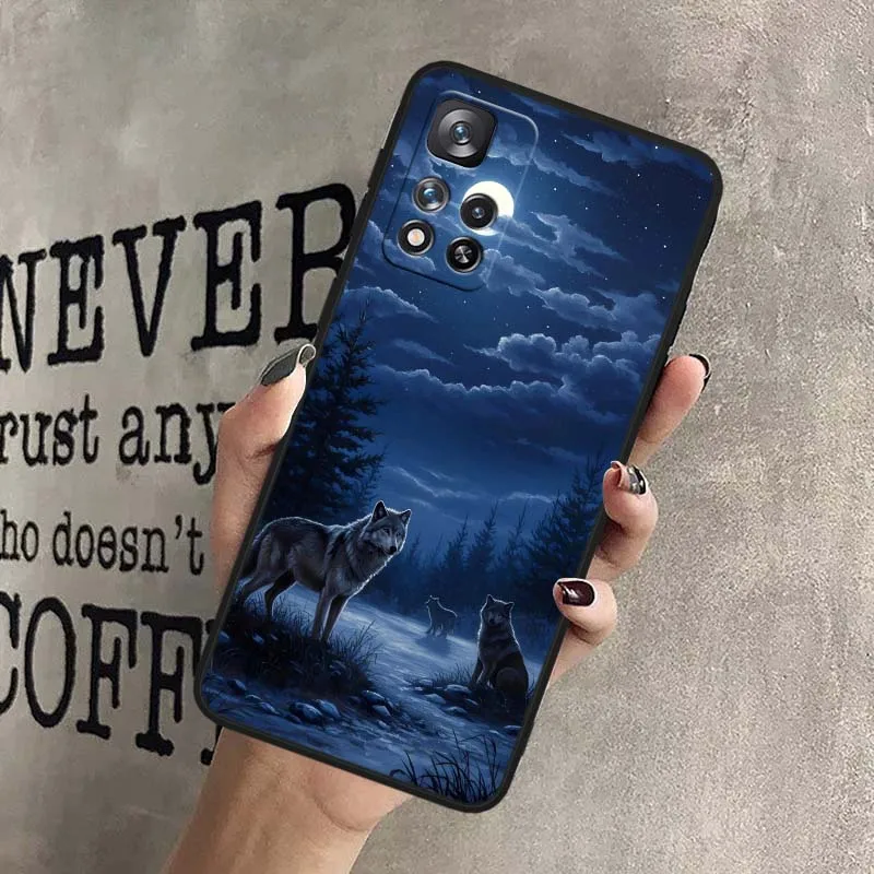 Funda con patrón de arte de lobo para Xiaomi Redmi Note 14 14S 13 12S 12R 12T Lite Pro Plus Max 5G 4G funda de teléfono negra - imagen 4